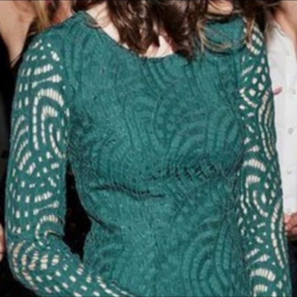 Boden Green Zeta Ponte Lace Long Sleeve Top 4
